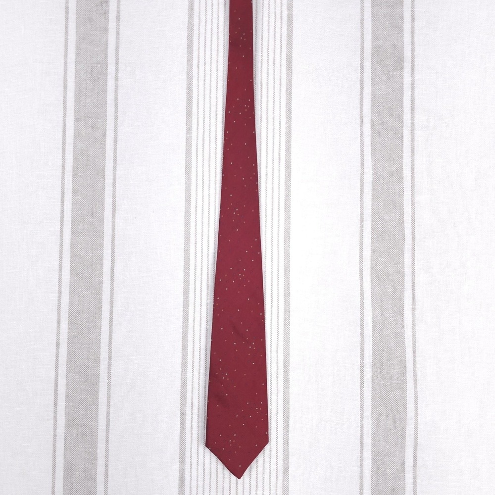 KENZO Paris Tie Mens VTG Burgundy Silk Geometric Dot Confetti Fun Festive 80s - Picture 3 of 7